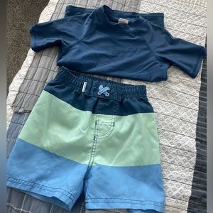 Swim suit and rash guard. Size 3T worn 1 time